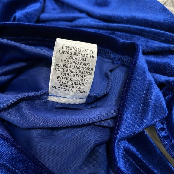 Umgee Cobalt Blue Velvet Long Sleeve Collar Button Down Tiered Pocket Dress Sz L - Picture 11 of 12